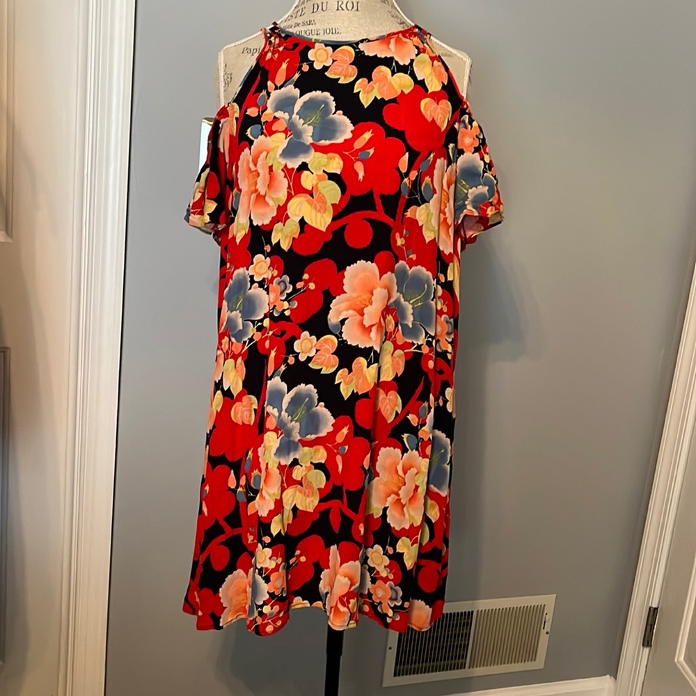 Loft Floral Cold Shoulder Dress